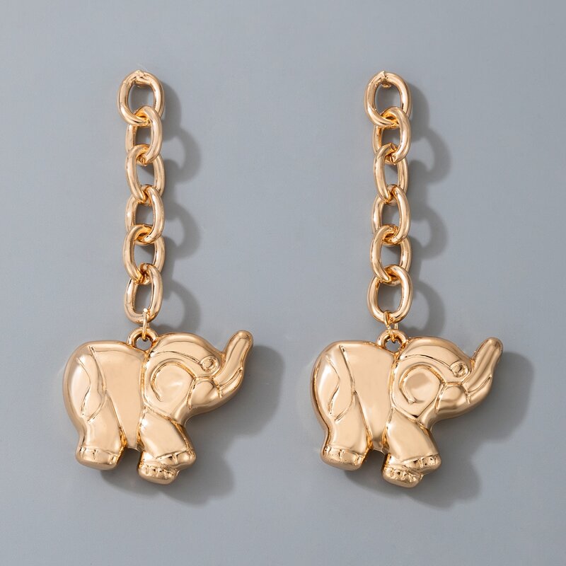 

Gold Elephant Drop Earrings