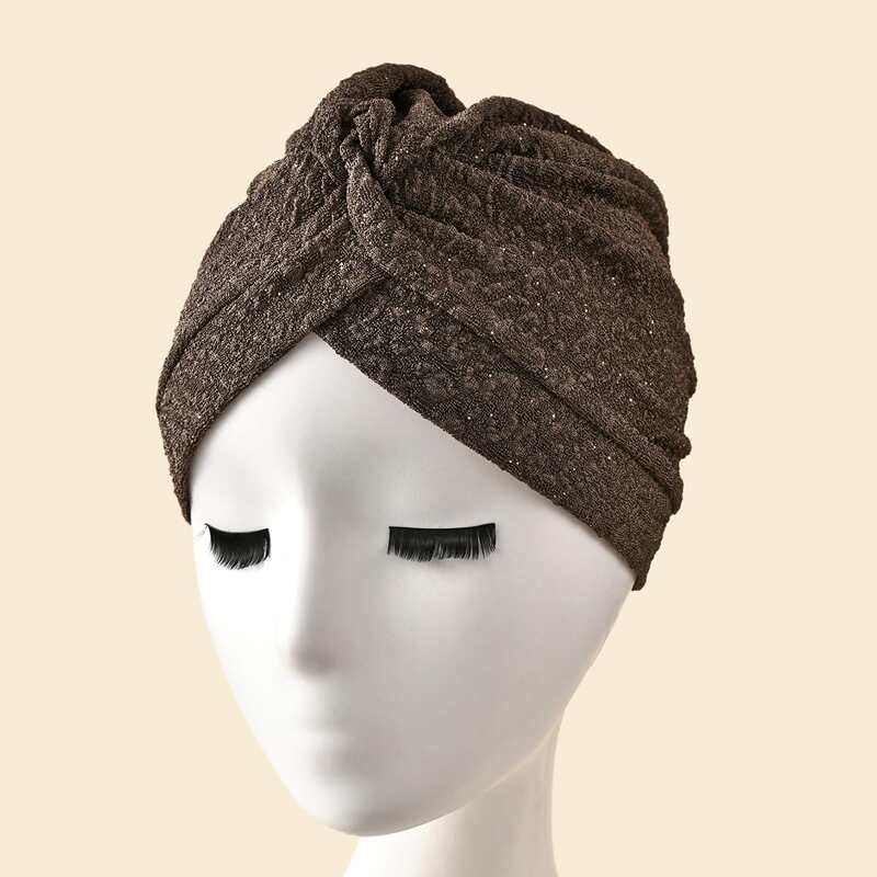 

Glitter Turban Hat, Brown