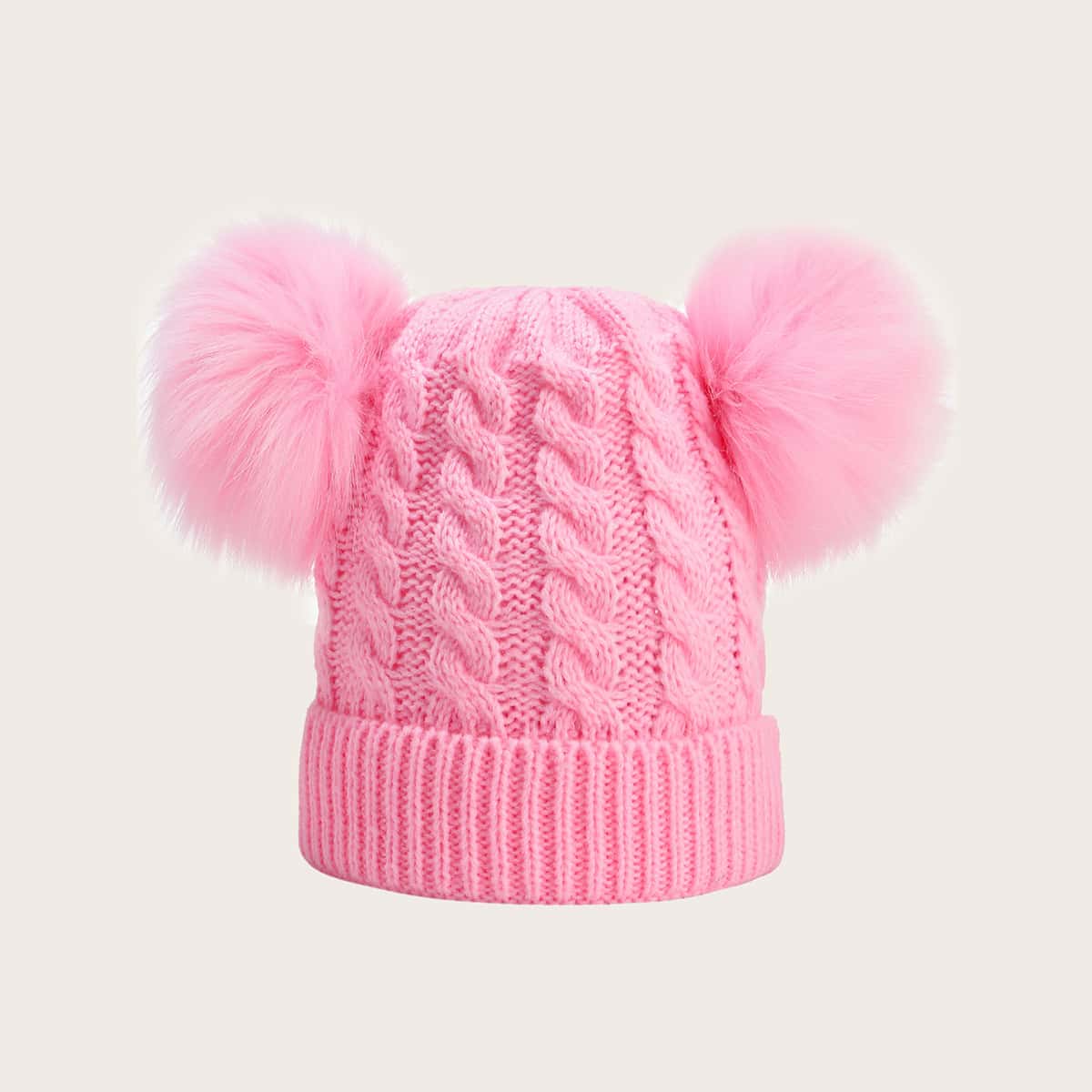 

Pom-pom Decor Beanie, Pink