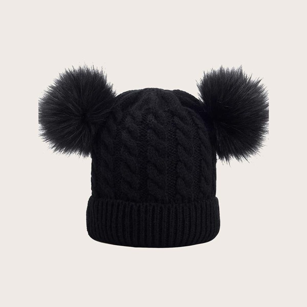 

Pom-pom Decor Beanie, Black