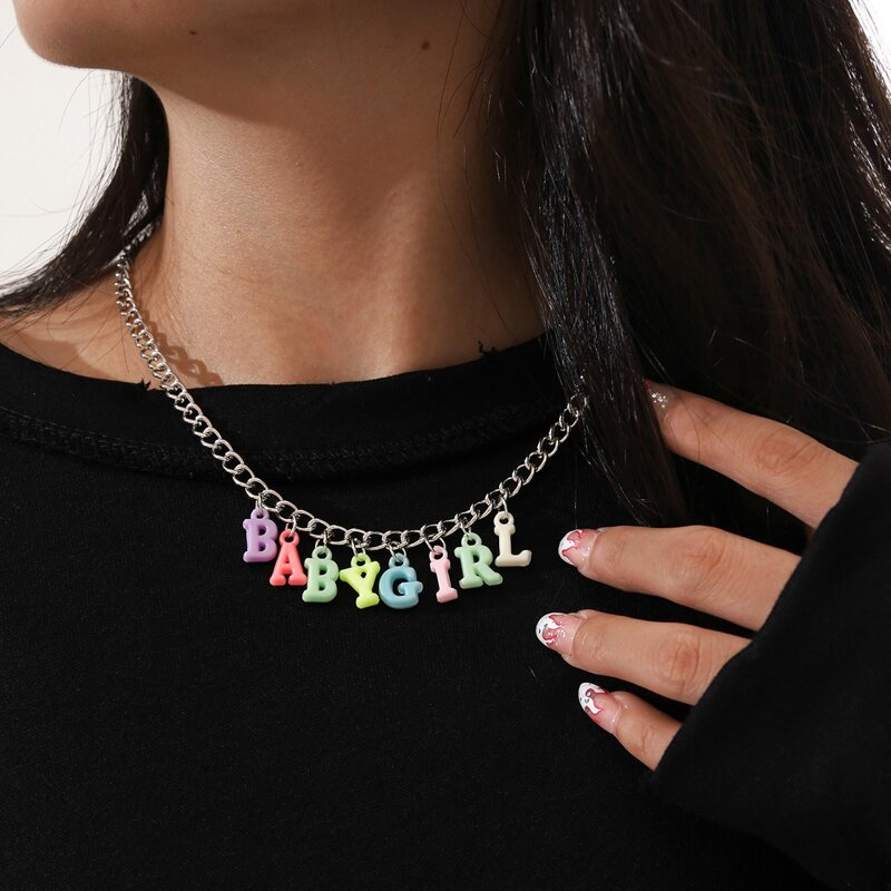 

Letter Decor Chain Necklace, Multicolor