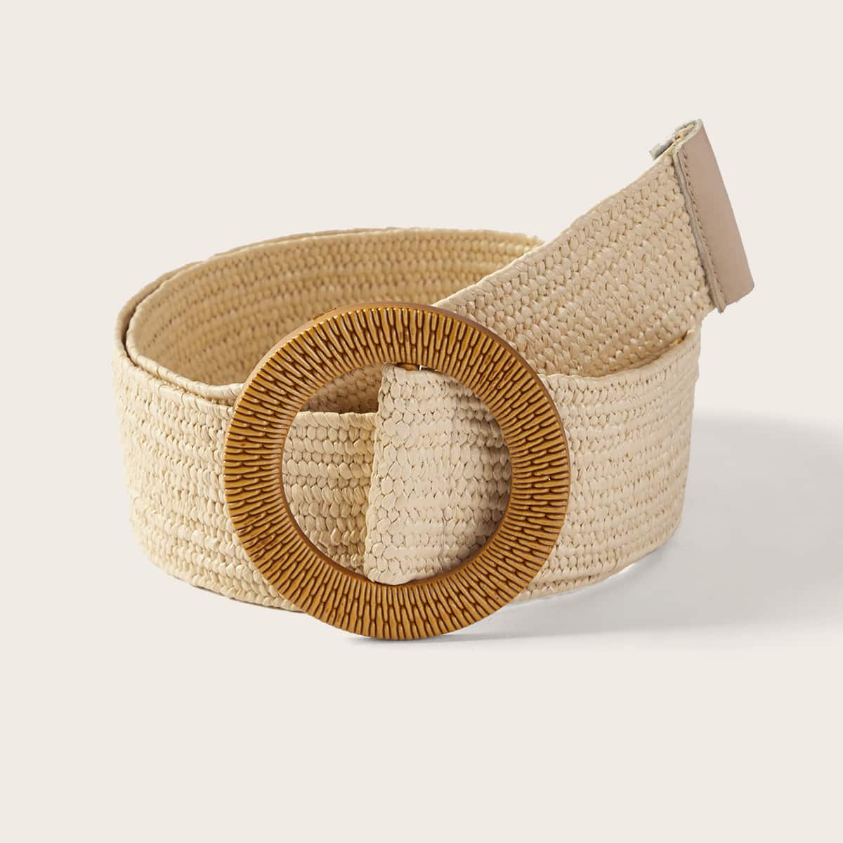 

Ring Straw Tape Belt, Beige