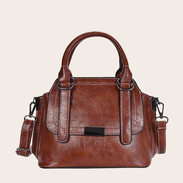 

Minimalist Satchel Bag With Double Handle, Brown