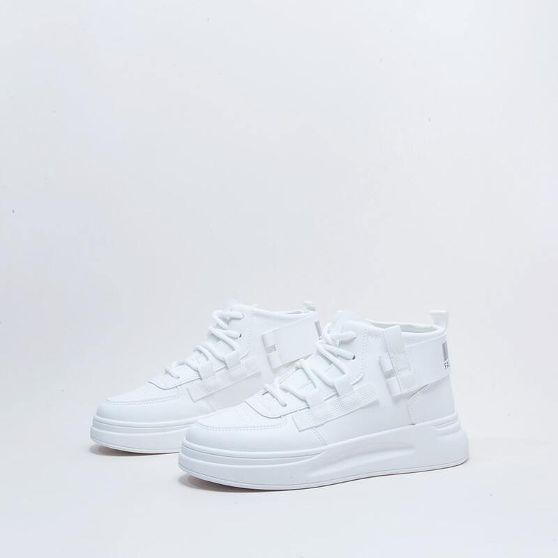 

Letter Graphic Lace-up Front High-top Sneakers, White