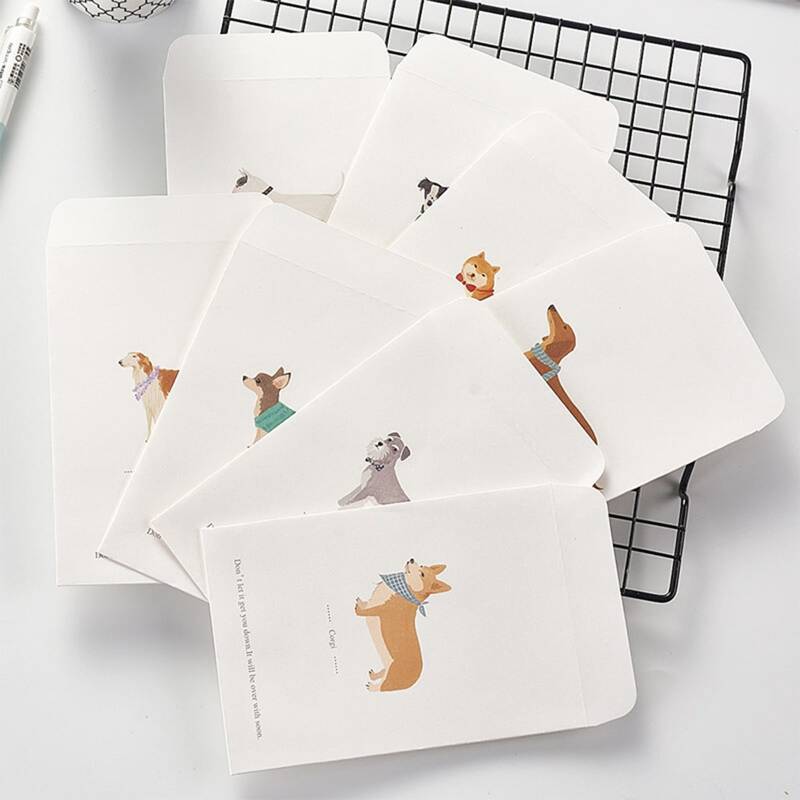 

5pcs Random Cartoon Dog Envelope, White