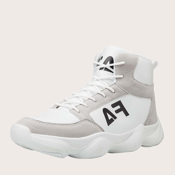 

Men Letter Graphic High Top Sneakers, Beige