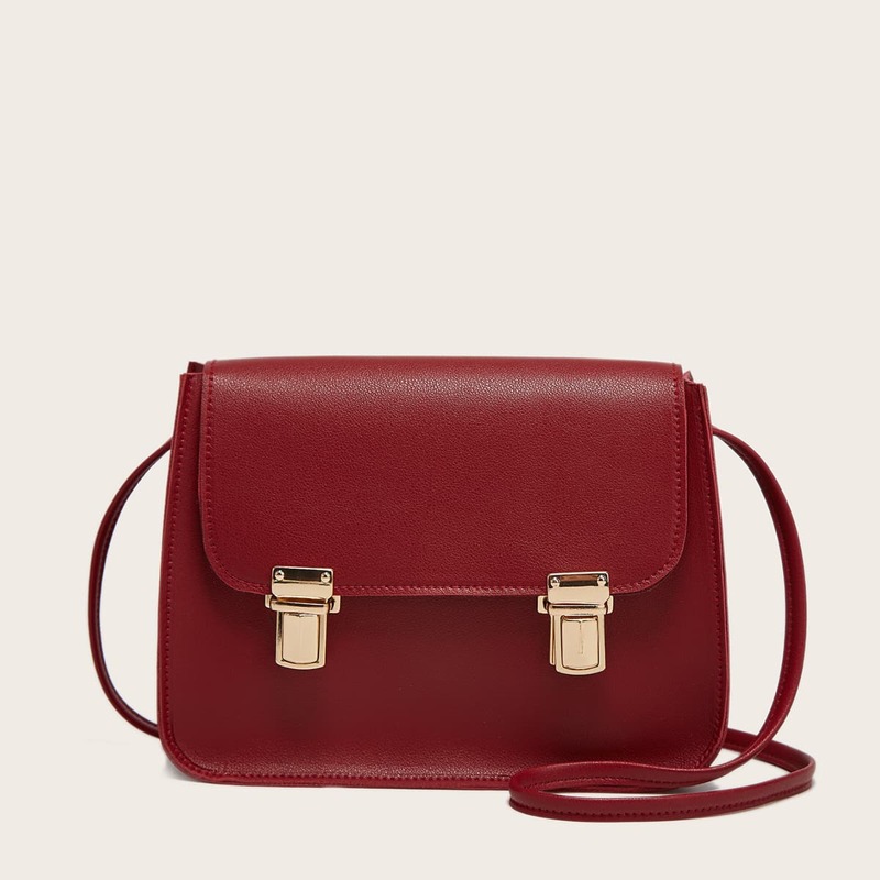 

Push Lock Flap Crossbody Bag, Red