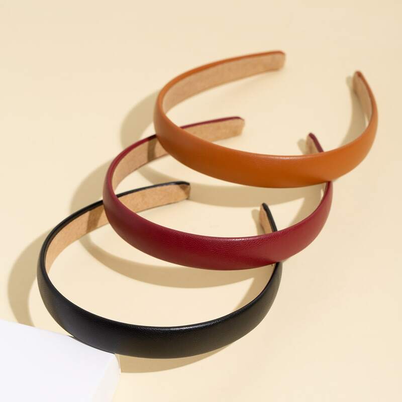 

3pcs Solid Hair Hoop, Multicolor