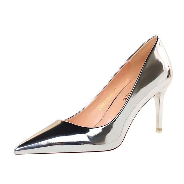 

Metallic Stiletto Court Heels, Silver