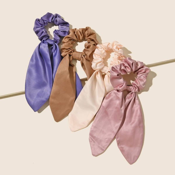 

4pcs Solid Knot Scrunchies, Multicolor