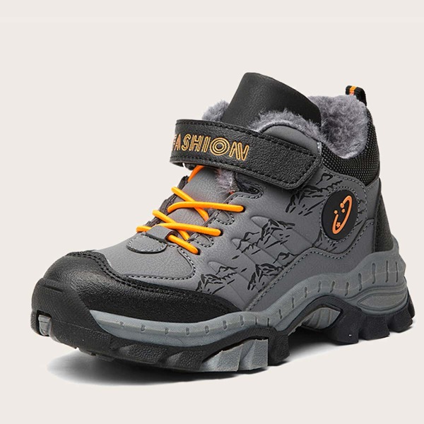 

Boys Letter Graphic Velcro Strap Hiking Shoes, Grey
