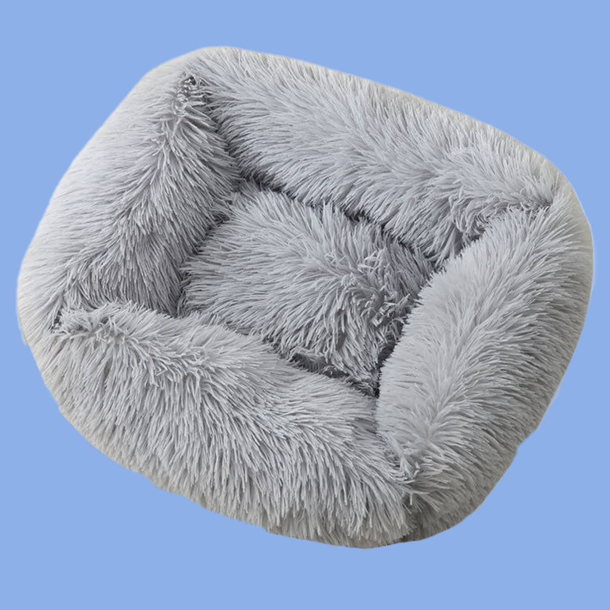 

1pc Plain Plush Dog Bed, Grey