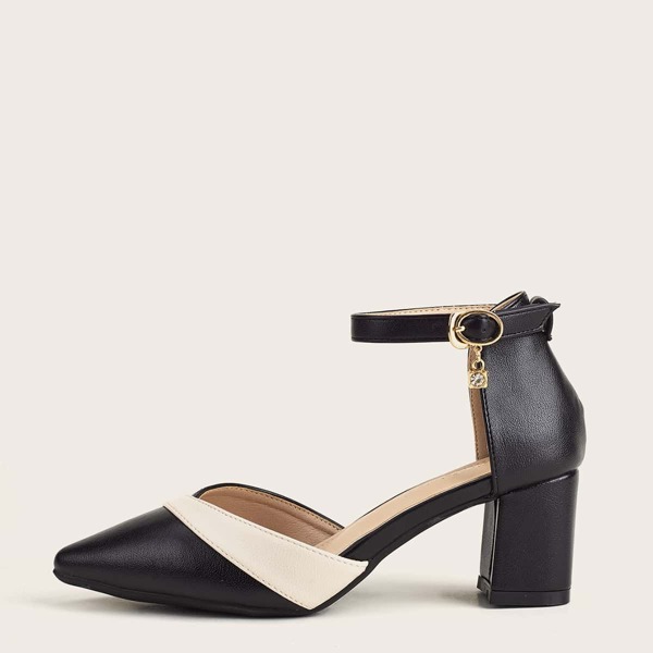 

Point Toe Chunky High Heel Pumps, Black