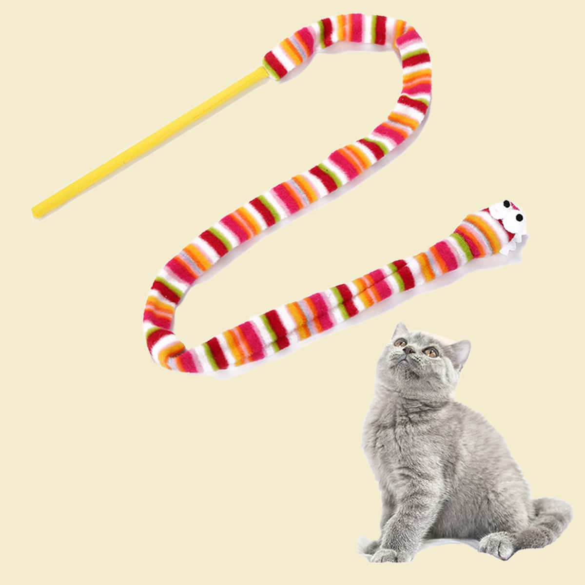 

1pc Snake Shaped Cat Tail Teaser, Multicolor