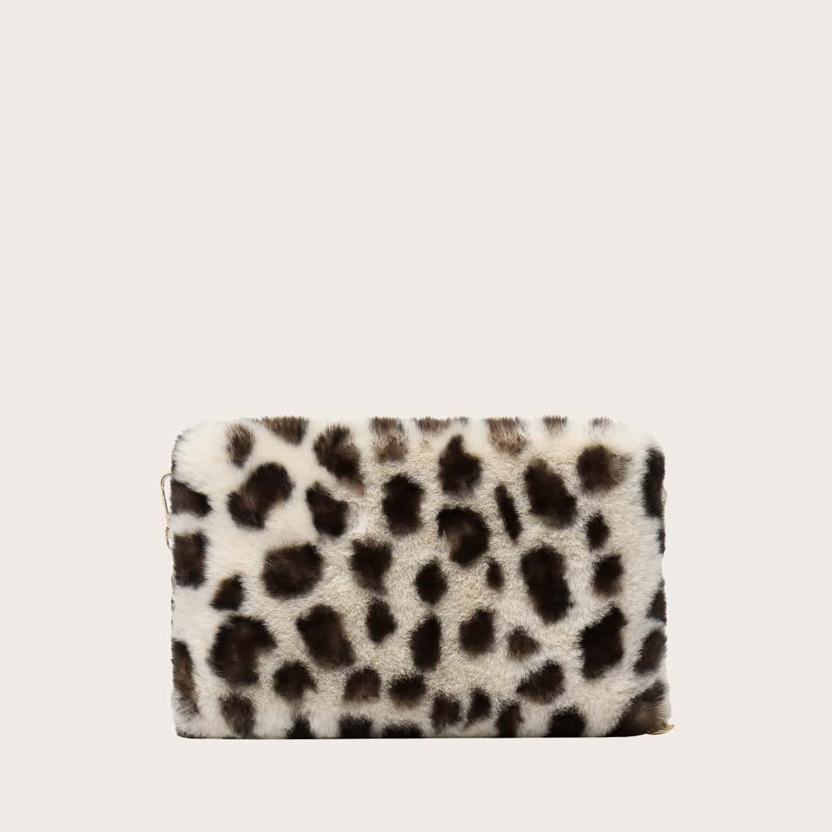 

Leopard Fluffy Crossbody Bag, White