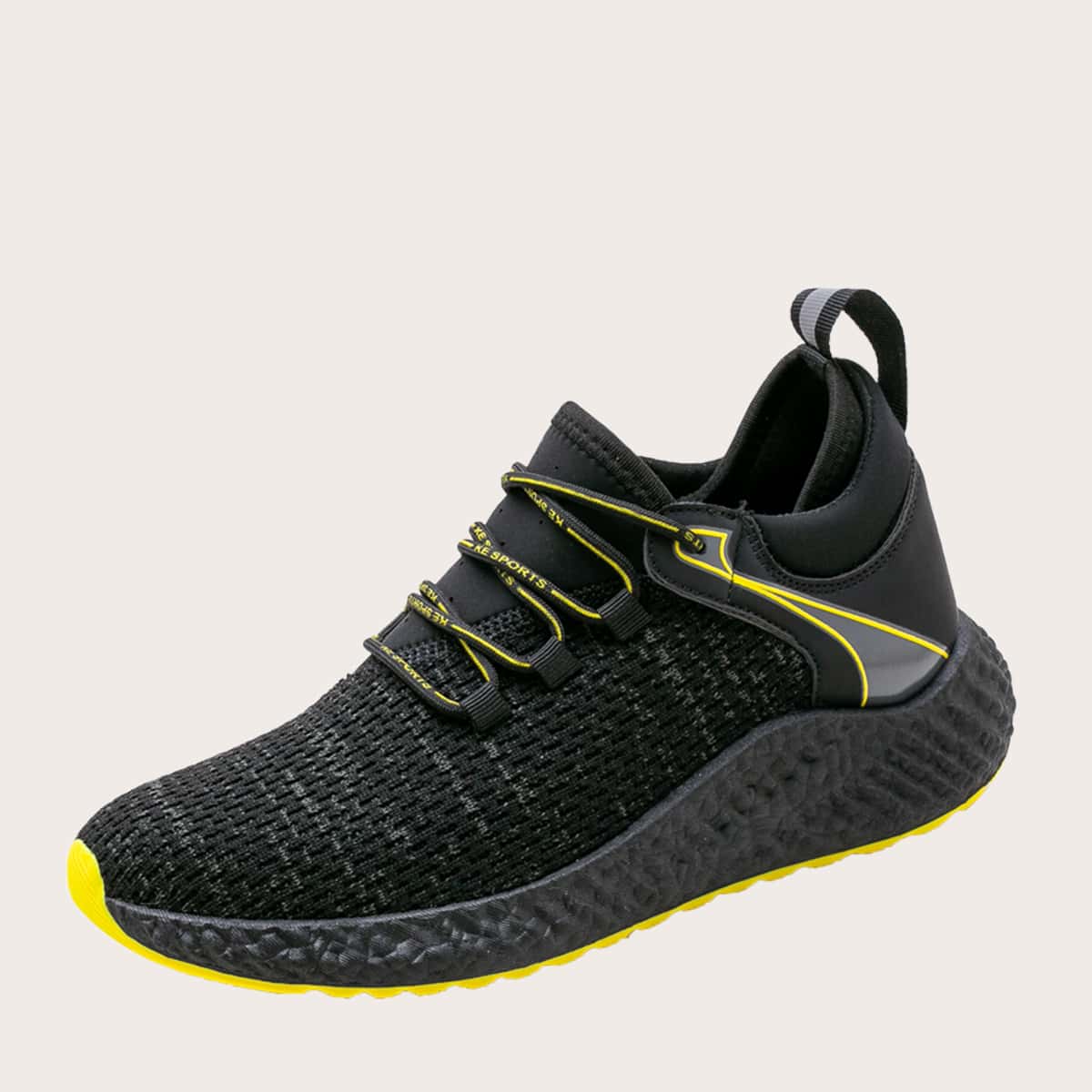 

Guys Letter Detail Wide Fit Sneakers, Yellow