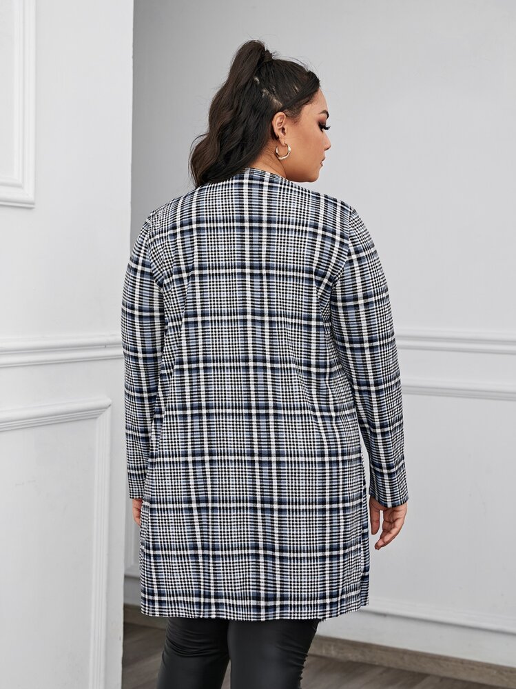 SHEIN Clasi Abrigo de cuadros abierto delantero - Multicolor - Añade 2