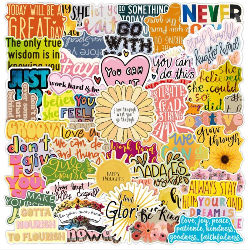 

50pcs Slogan Graphic Sticker, Multicolor