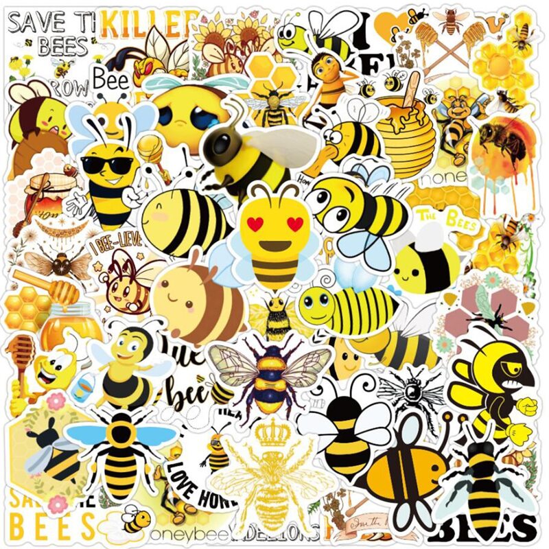 

50pcs Bee Pattern Sticker, Multicolor
