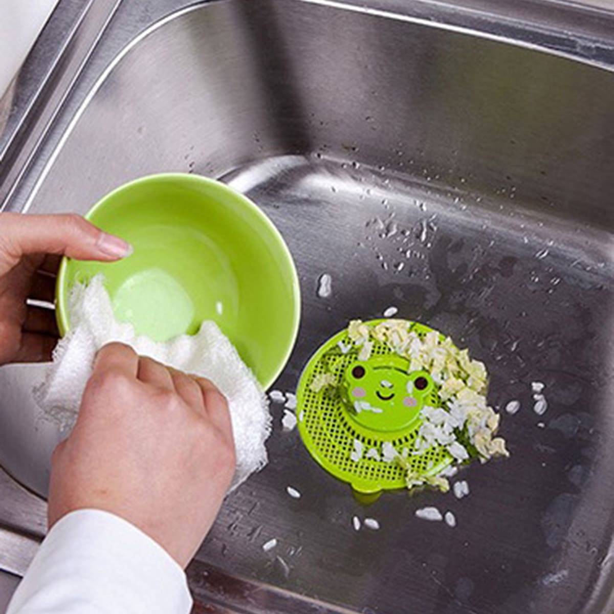 

1pc Cartoon Frog Sink Filter, Green