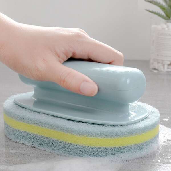 

1pc Cleaning Sponge With Handle, Blue