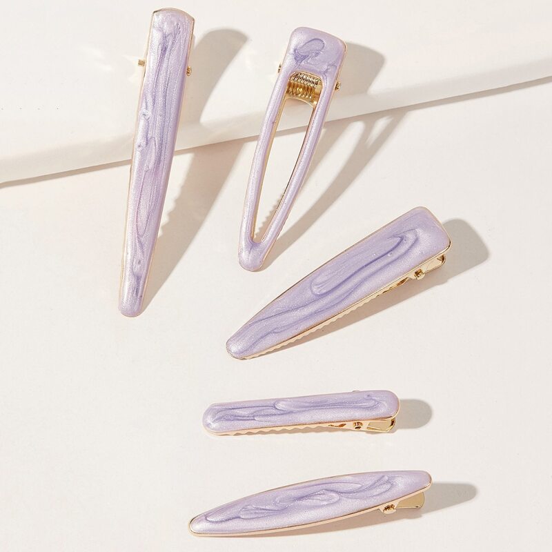 

5pcs Glitter Hair Clip, Pastel lilac purple