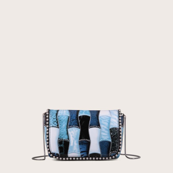 

Bead Trim Color Block Crossbody Bag, Multicolor
