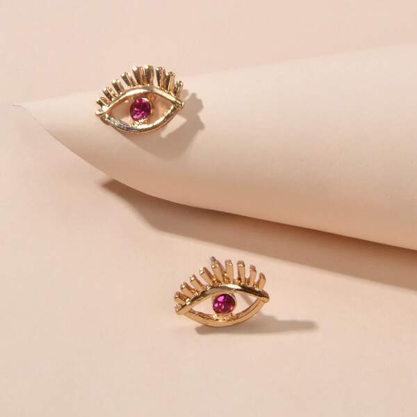 

Rhinestone Eye Stud Earrings, Gold