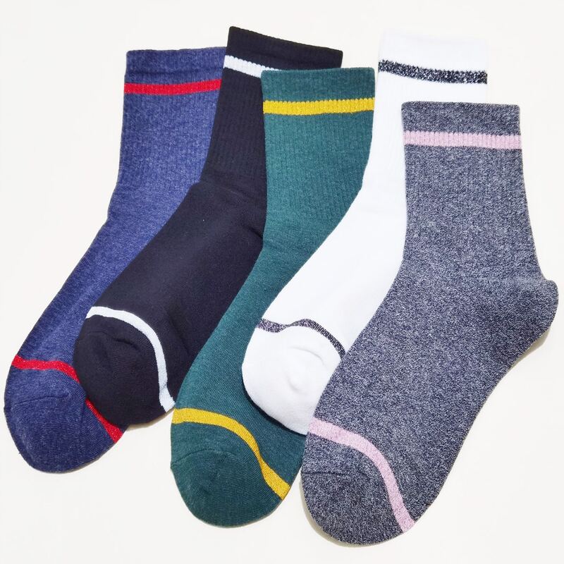 

5pairs Heart Crew Socks, Multicolor