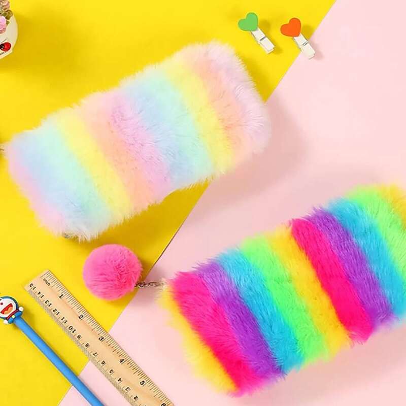 

1pc Random Colorful Fluffy Pencil Case, Multicolor