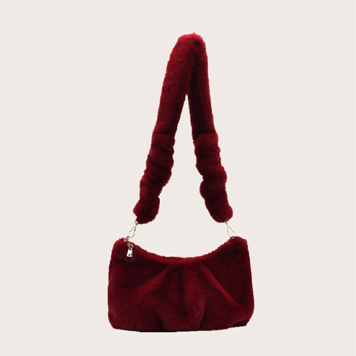 

Minimalist Fluffy Crossbody Bag, Red