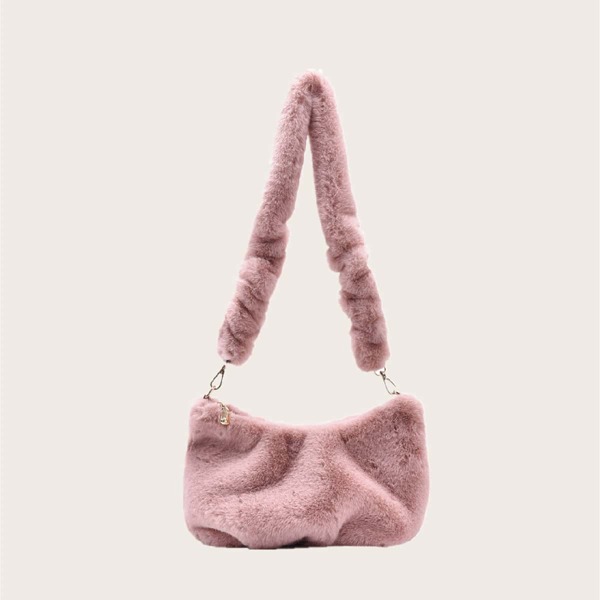 

Minimalist Fluffy Crossbody Bag, Pink