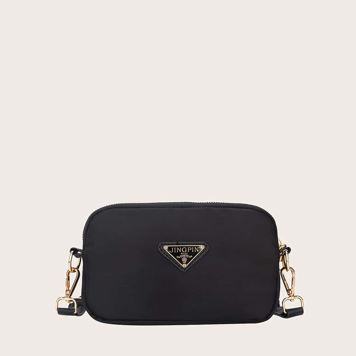 

Letter Patch Crossbody Bag, Black