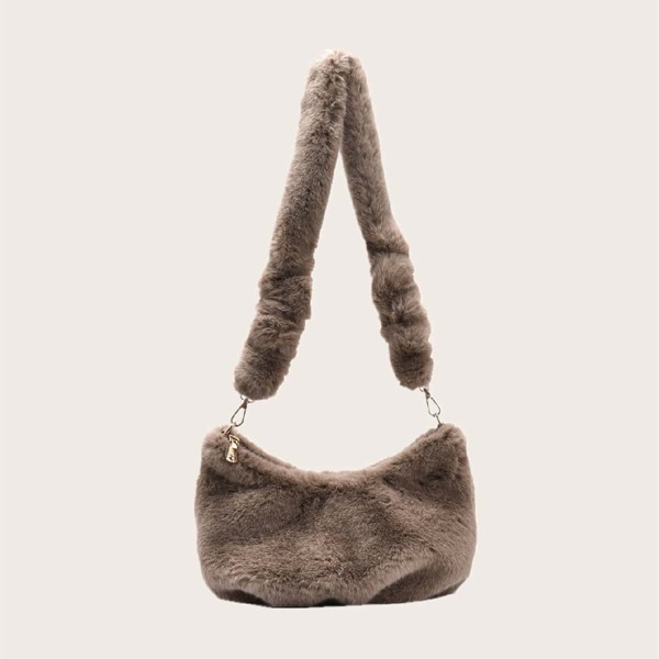 

Minimalist Fluffy Crossbody Bag, Khaki