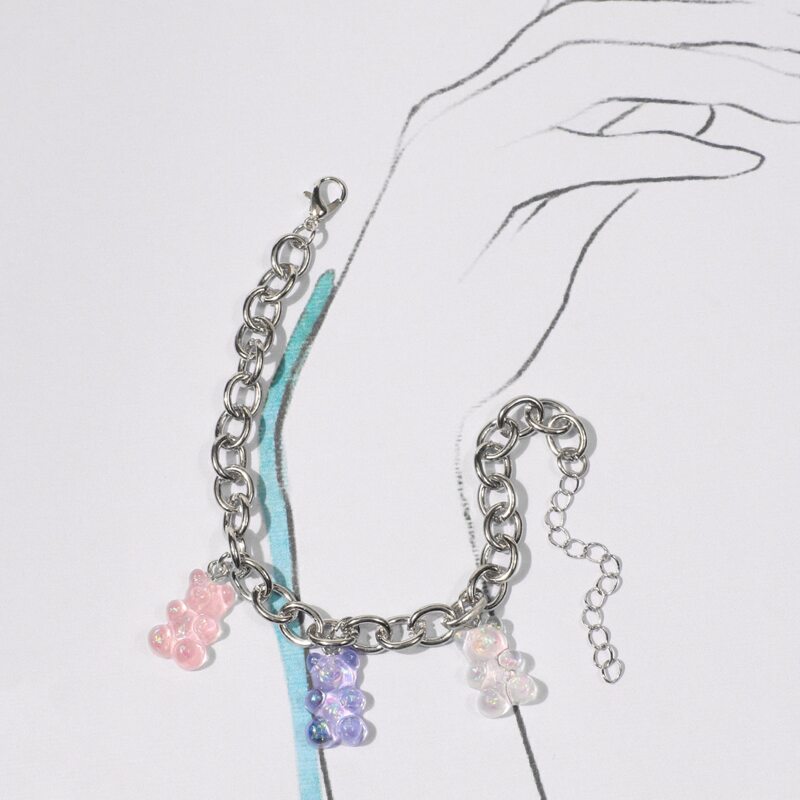 

Clear Bear Chain Bracelet, Multicolor