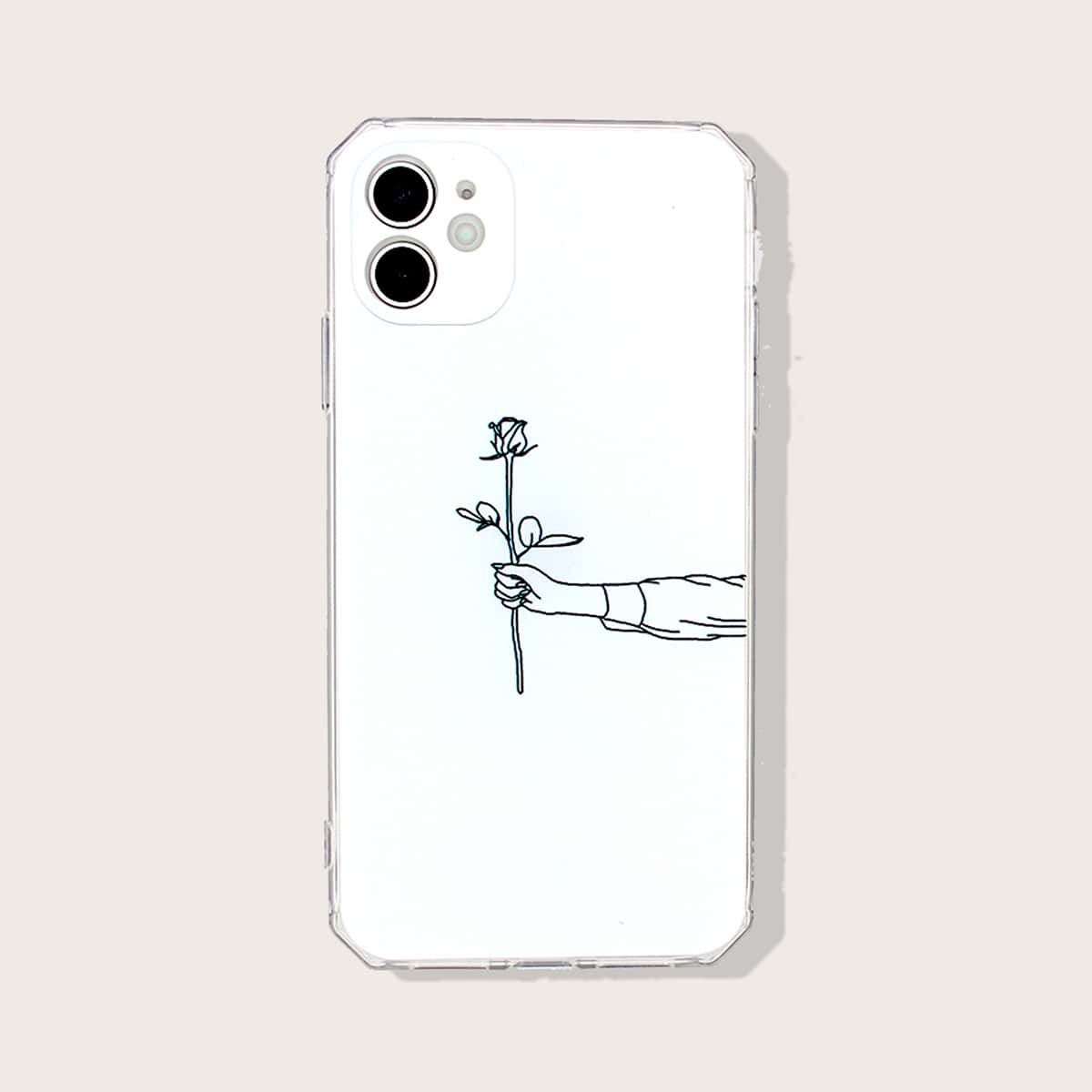 

Hand & Floral Pattern iPhone Case, White