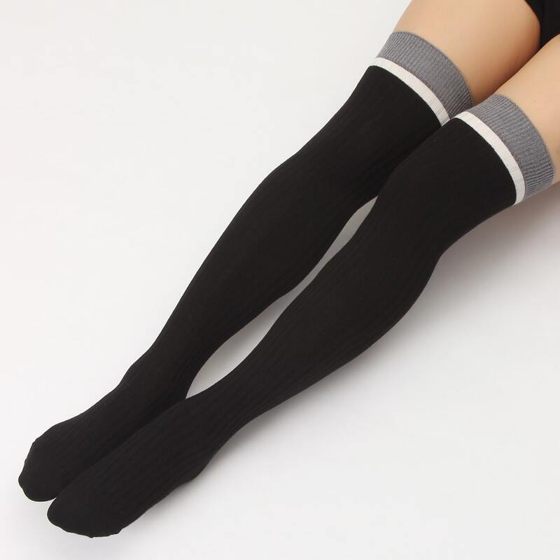 

Color Block Over The Knee Socks, Black