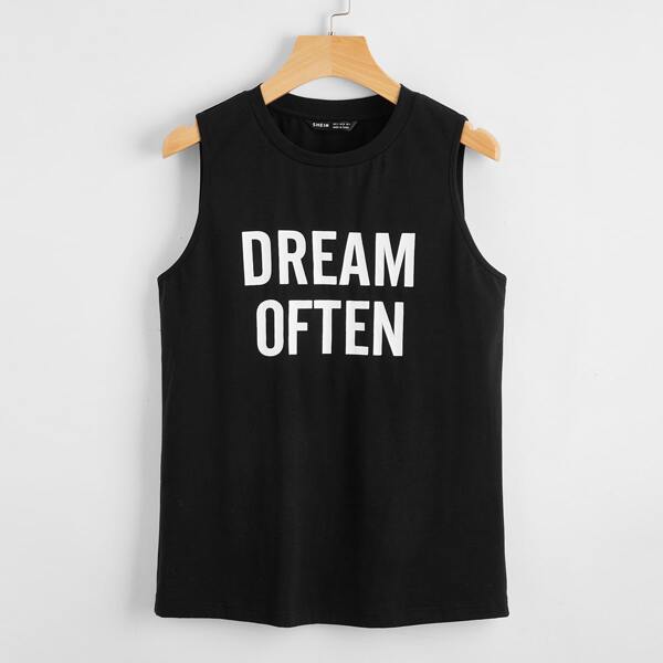 

Letter Graphic Tank Top, Black
