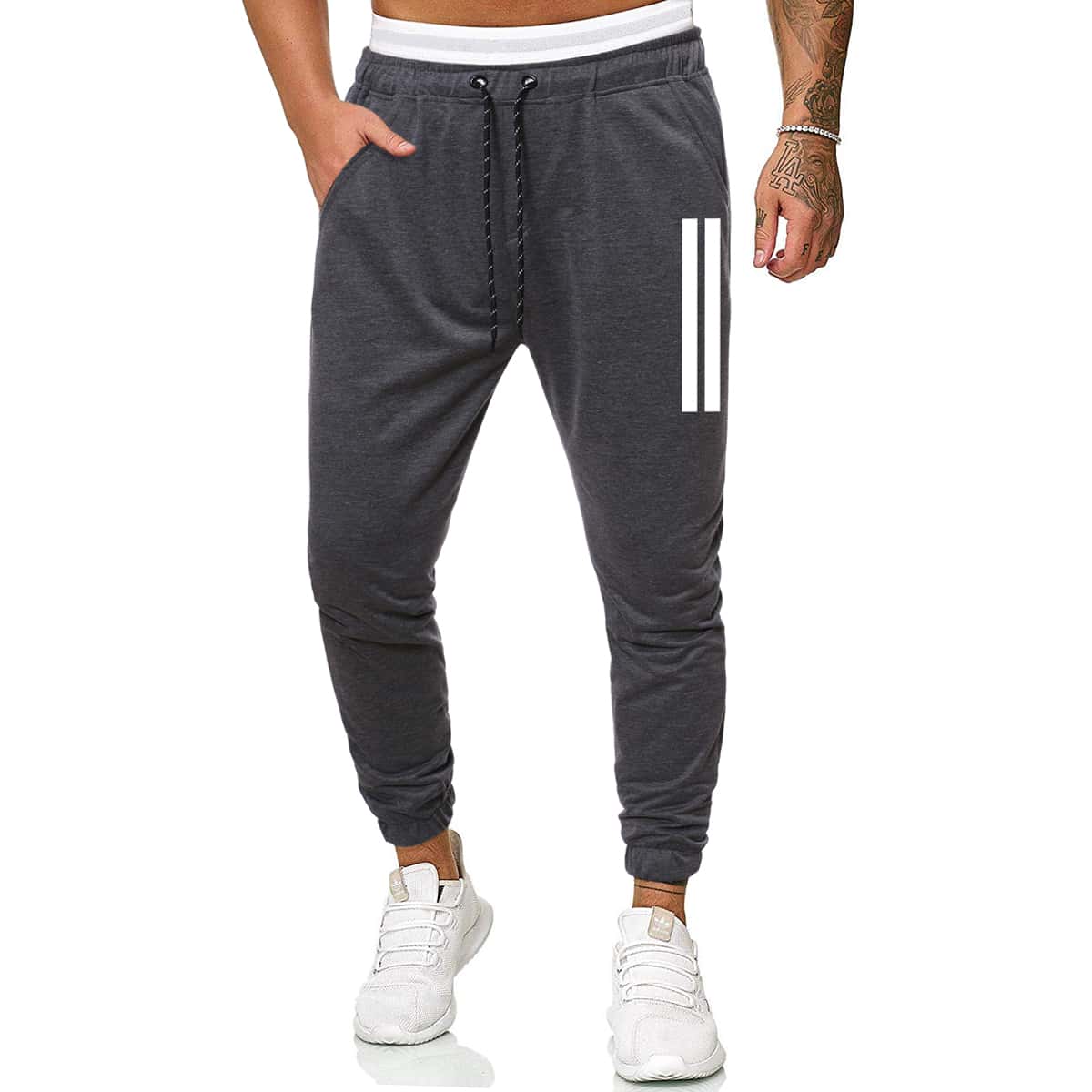 

Guys Striped Sweatpants, Dark grey