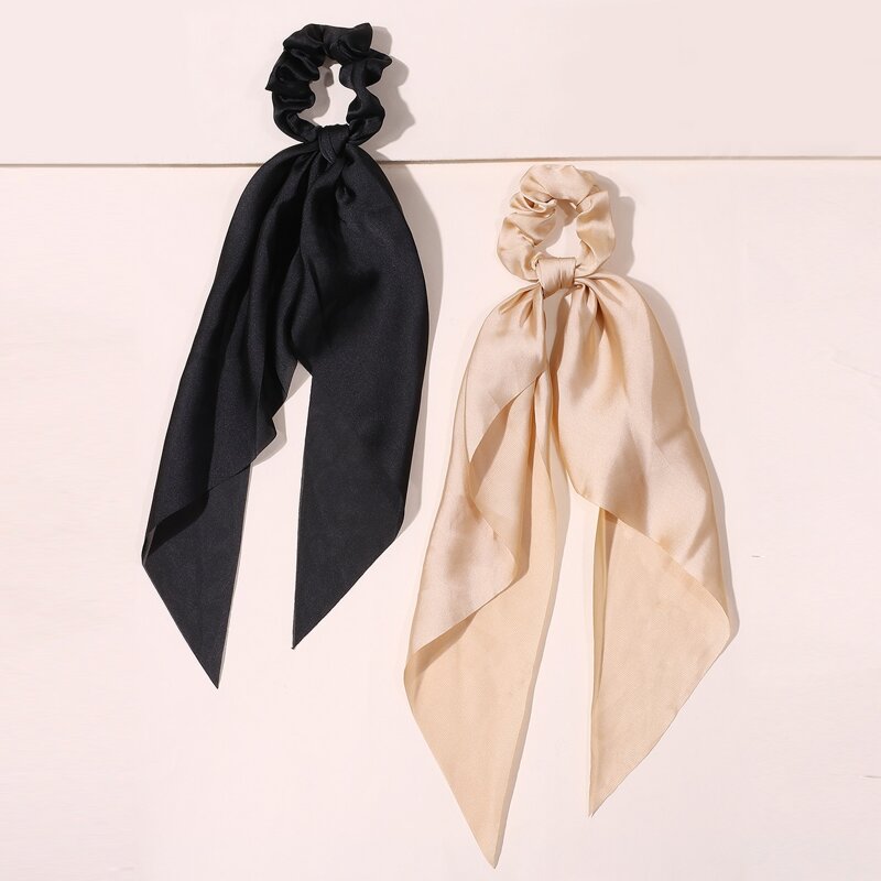

2pcs Solid Scrunchie Scarf, Multicolor