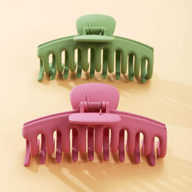 

2pcs Solid Hair Claw, Multicolor