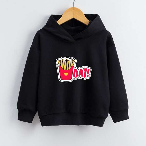 

Toddler Girls Chips & Letter Graphic Hoodie, Black