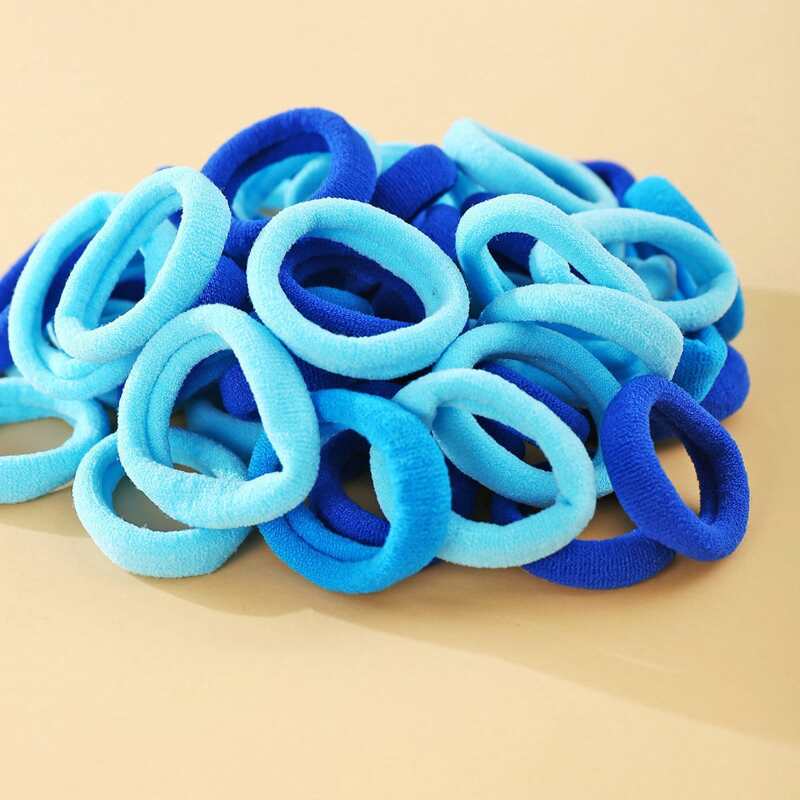 

50pcs Solid Hair Tie, Blue