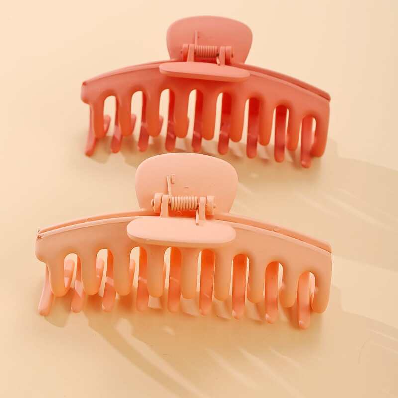 

2pcs Solid Hair Claw, Multicolor