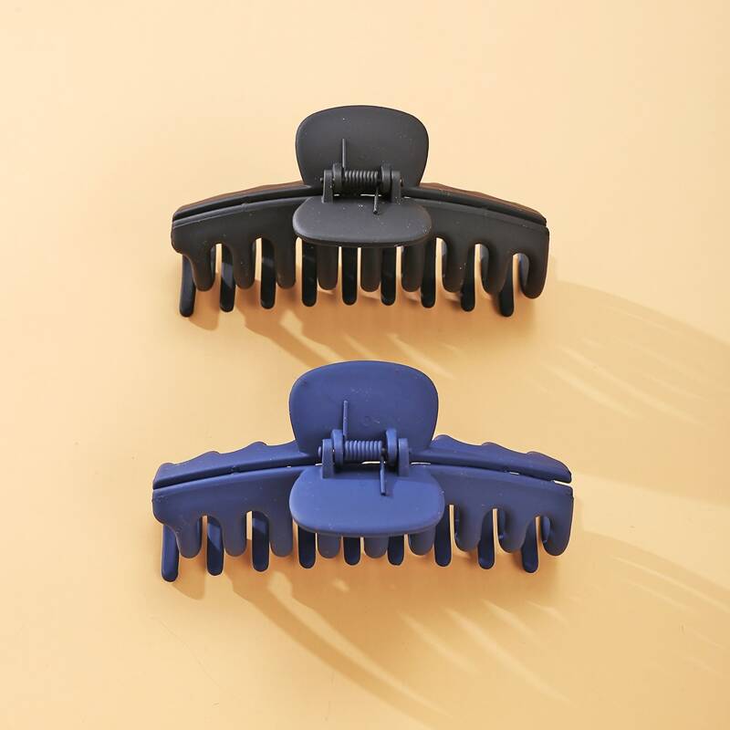 

2pcs Solid Hair Claw, Multicolor