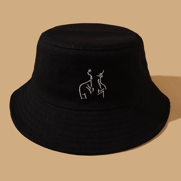 

Embroidery Bucket Hat, Black