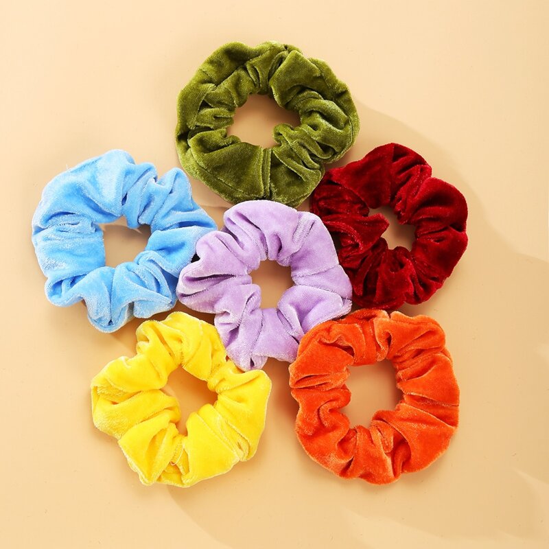 

6pcs Solid Velvet Scrunchie, Multicolor