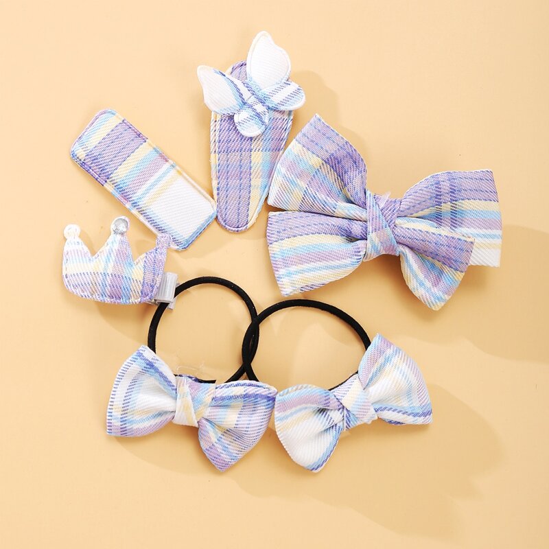 

6pcs Tartan Bow Hair Accessory Set, Multicolor