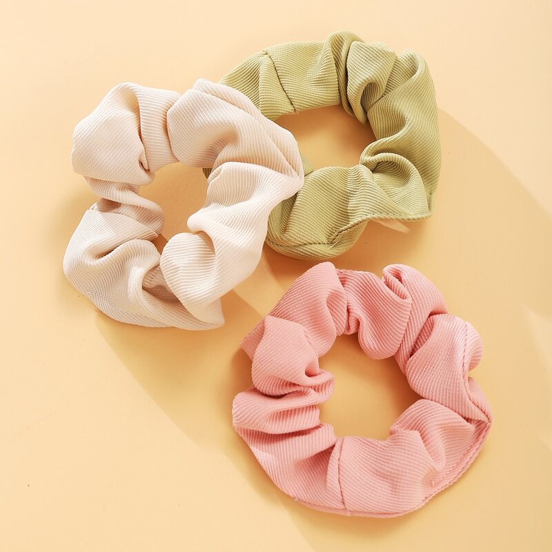

3pcs Solid Scrunchie, Multicolor