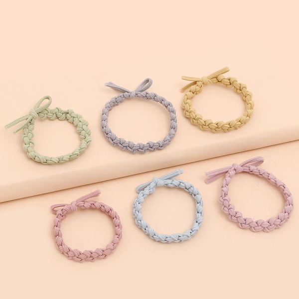 

6pcs Simple Braided Hair Tie, Multicolor